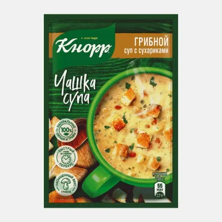 Быстрорастворимый суп Кнорр Чашка супа Грибной с сухариками 15.5г