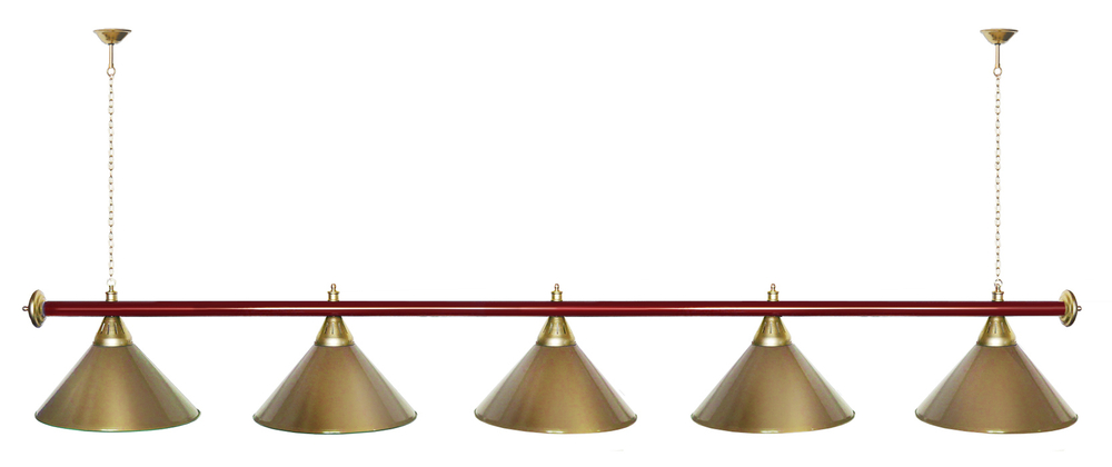 Лампа STARTBILLIARDS 5 пл. (плафоны зеленые,штанга зеленая,фурнитура золото)