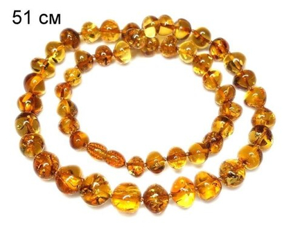 Янтарные бусы прозрачные мятый шар (7125)