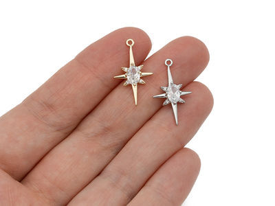 54058-пз Подвеска "Звезда полярная" 21*12мм, прозрачный, позолота