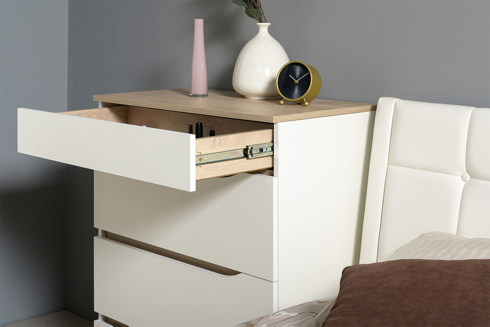 Комод Муссон 13.97, Белый шагрень, Дуб эндгрейн