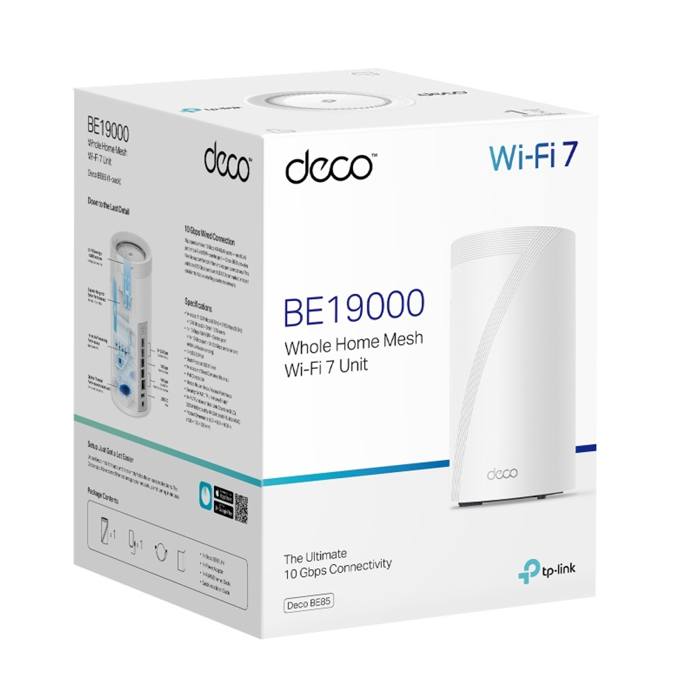 TP-Link Deco BE85 (1-pack) BE19000 Трехдиапазонная домашняя Mesh-система Wi-Fi 7