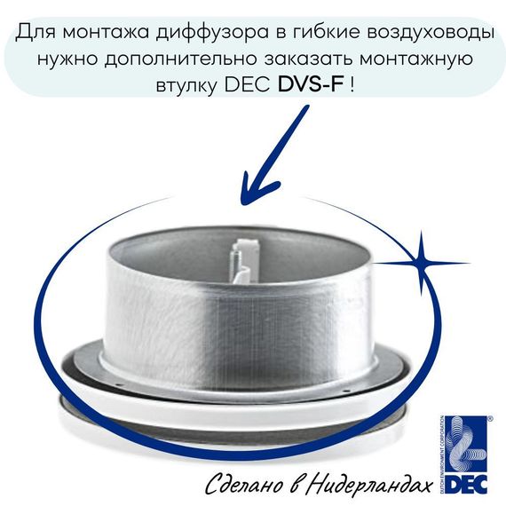 Диффузор приточный стальной белый с защитным порошковым покрытием DEC DVSR 200 мм (сделано в Нидерландах)