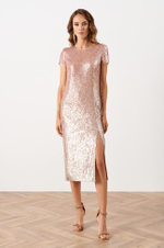 51581 Платье женское (персиково-серебристый)