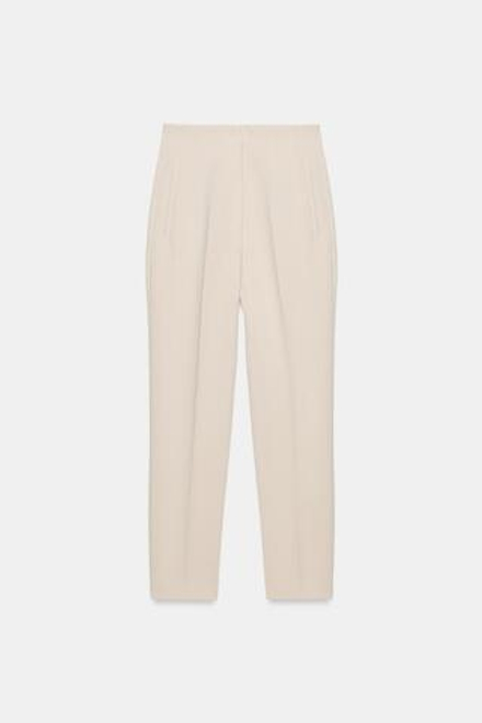 ZARA БРЮКИ С ВЫСОКОЙ ПОСАДКОЙ, СЛОНОВАЯ КОСТЬ
