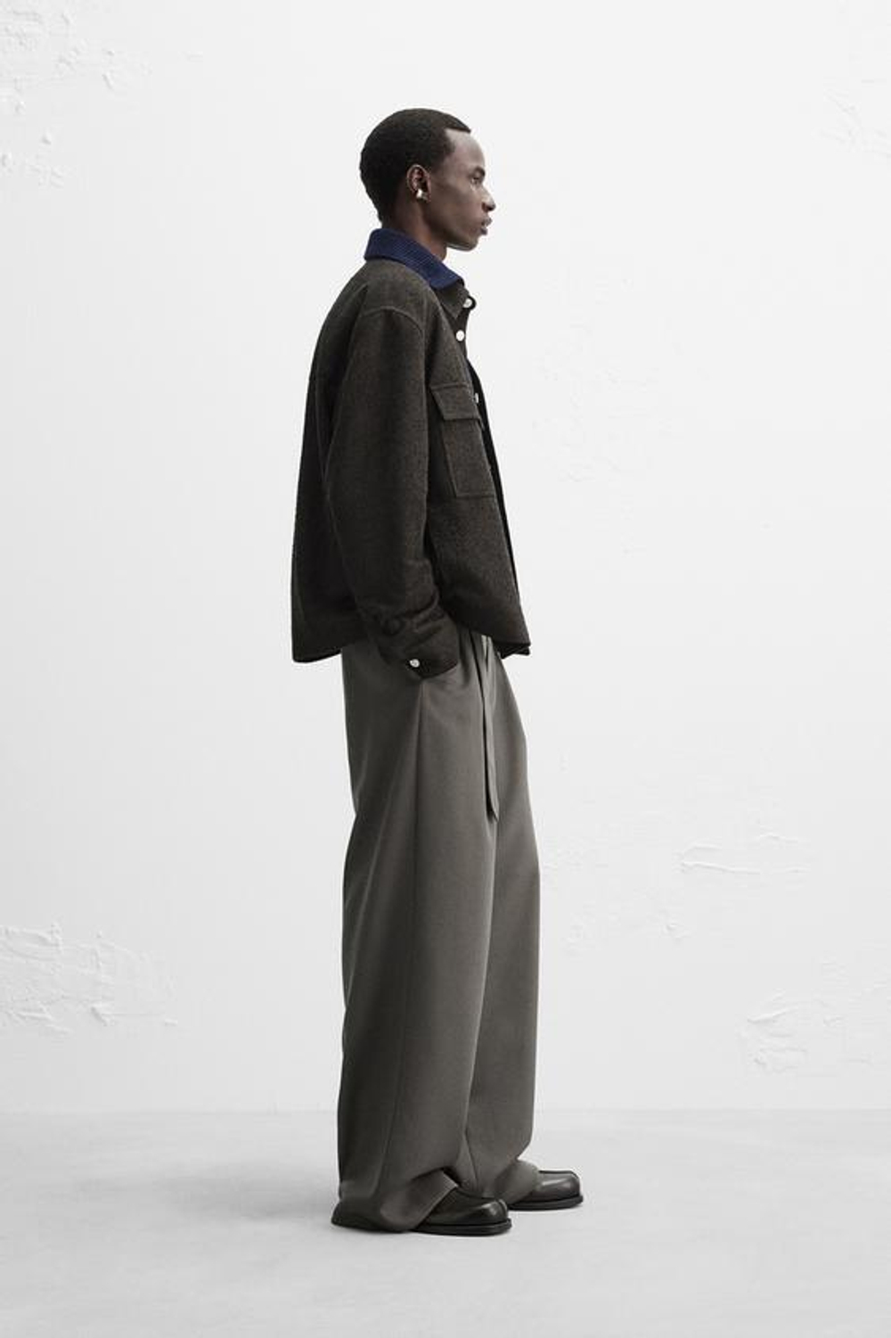 ZARA X NANUSHKA ТОНКАЯ КУРТКА С КАРМАНАМИ, ТЕМНО-КОРИЧНЕВЫЙ