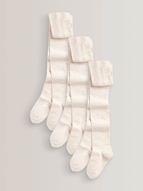 Колготки хлопковые для девочки Next D90-389, 3 шт., Кремовый