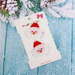 Зажимы для волос детские 2шт «БИСКВИТ», Дед Мороз, 5см