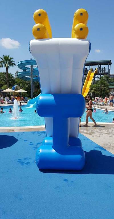 Надувная прямая водная горка «Солнечный залив» для вышки (опоры), 7*2*4 м