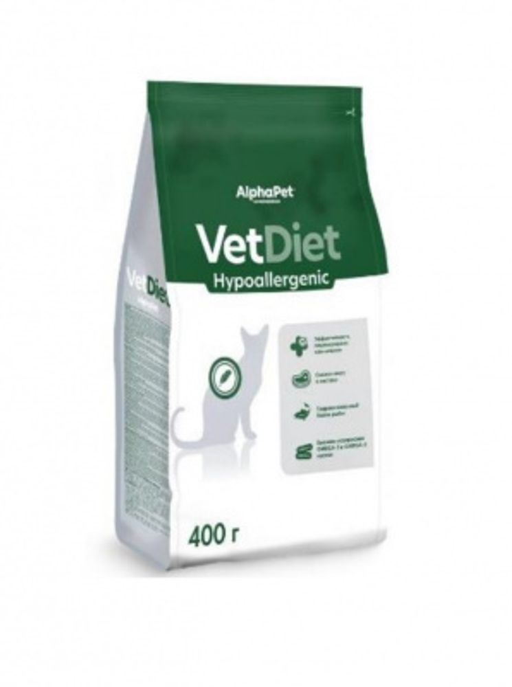 AlphaPet Vet Diet 0,4кг сухой при пищевой аллергии и непереносимости ингредиентов для кошек
