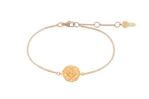 Браслет с руническим медальоном-амулетом Йера на цепочке, серебро