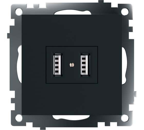 STEKKER Катрин Розетка мех. СУ 1 мест. 2хUSB(2,4А) черный GLS10-7115-05 39616