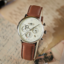 ZEPPELIN Hindenburg Collection Quartz Movement Men"s Watches Wrist Watches White Dial Stainless Steel Case