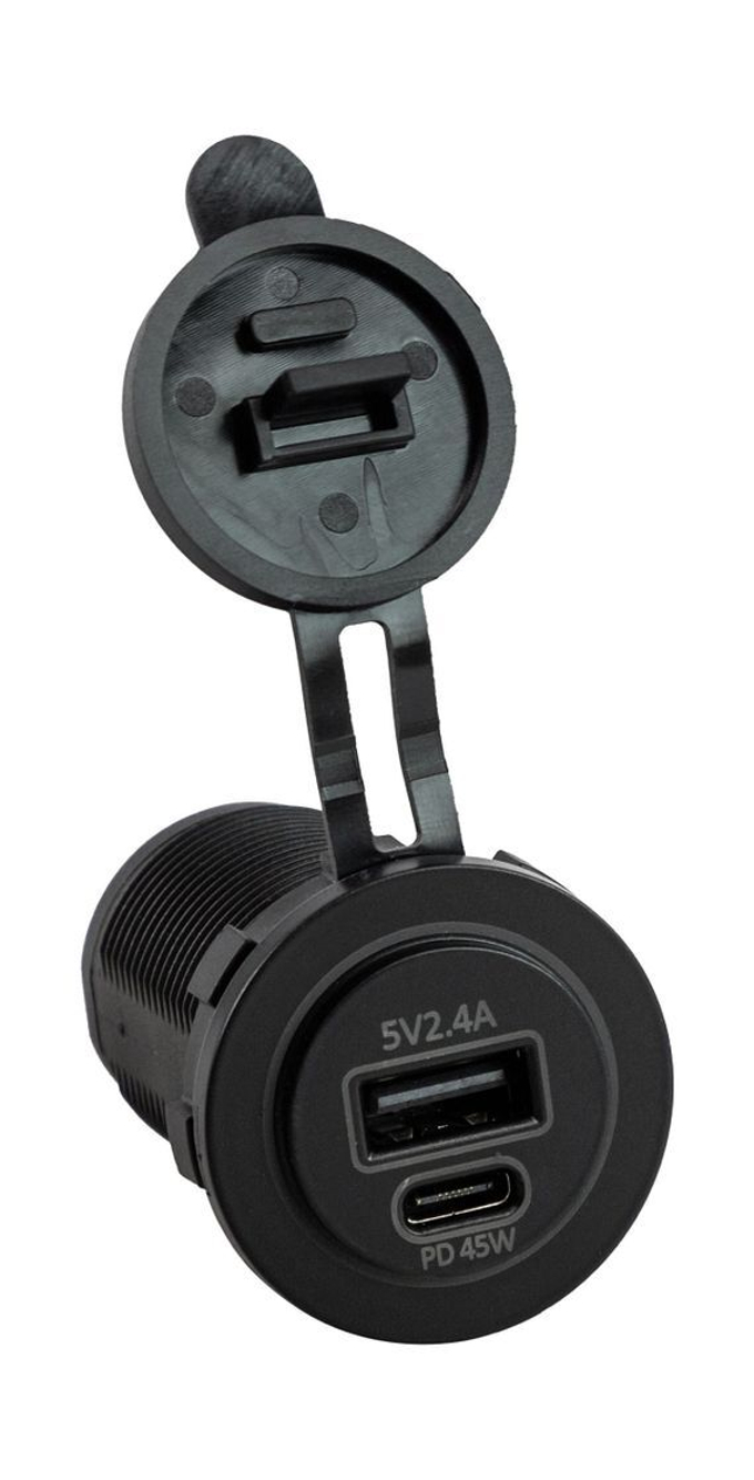Разъем USB 5В 2.1А и USB PD Type-C, 45 Вт