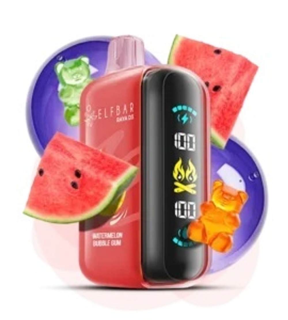 Elf bar Raya D3 Watermelon Bubble Gum - арбузная жвачка 25000 затяжек 20мг Hard (2% Hard)