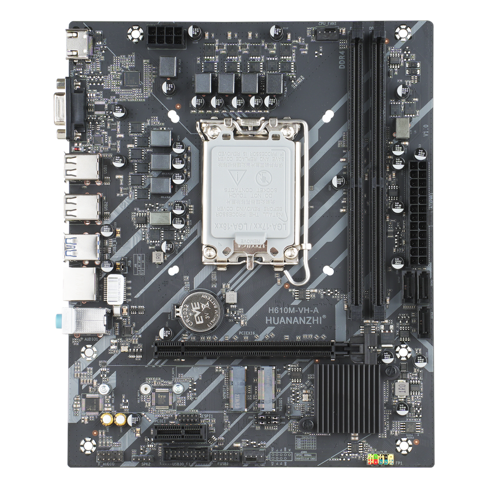 Материнская плата HUANANZHI H610M-VH-A, Socket1700, mATX, Retail, 2xDDR4, PCIe3.0, 1xM.2, GLAN, M.2 WiFi, 6xUSB2, 4xUSB3, VGA, HDMI (HNZ-H610M-VH-A)