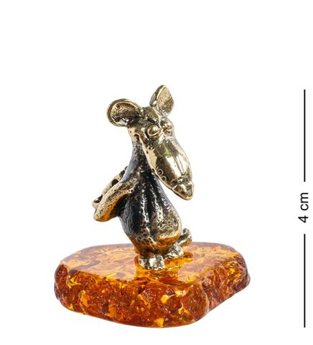 Народные промыслы AM-1115 Фигурка «Крыса жадина» (латунь, янтарь)