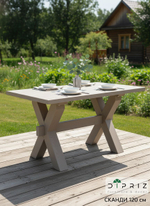 Стол кухонный, 120х80х75, Сканди, обеденный, из массива дерева, серый, Dipriz