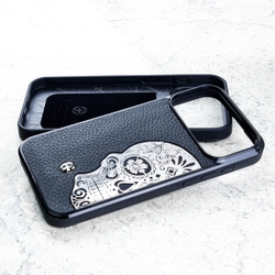 Эксклюзивный чехол iphone с черепом Mexican Calavera Euphoria HM Premium - натуральная кожа, металл для iPhone 17 серии