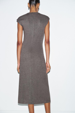 ZARA МЯГКОЕ ПЛАТЬЕ С УЗЛОМ, ТЕМНО-КОРИЧНЕВЫЙ