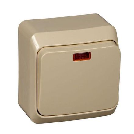 Выключатель 1-кл. ОП Этюд 10А IP20 с подсветкой крем. SE BA10-005K