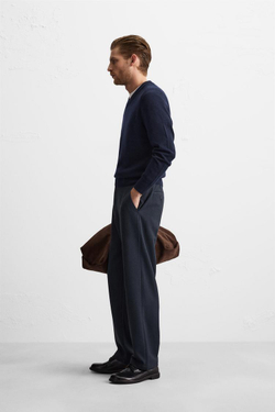 ZARA БРЮКИ RELAXED-FIT, МОРСКОЙ-СИНИЙ