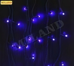 Гирлянда-штора шир.4,2 м, дл.40см и 65см, тёмная нить,200 неон. синих ламп, 8 реж.