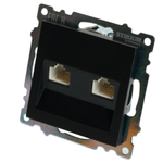 Розетка компьютерная 2-местная RJ-45 (механизм) ,STEKKER ,GLS00-7109-05, серия Катрин, черный 50007