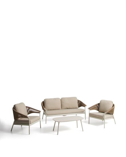 Комплект садовой мебели Zuara алюминия цвета экрю и коричневой веревки