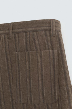 ZARA ШОРТЫ-БЕРМУДЫ REGULAR FIT В ПОЛОСКУ, КОРИЧНЕВЫЙ