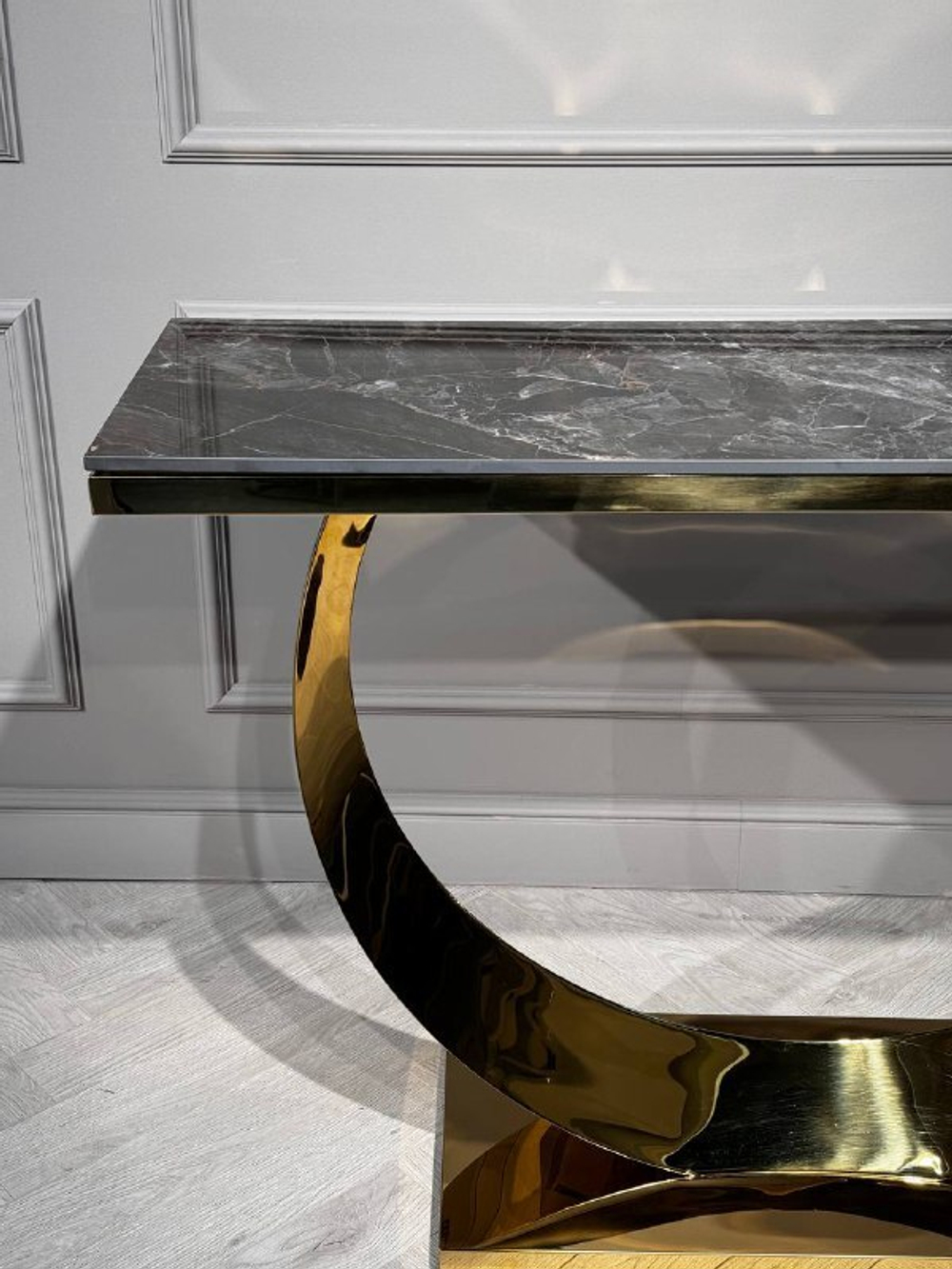 Стол-консоль Ist Casa Прайм, 120х40х78 см, черный мрамор, золотой