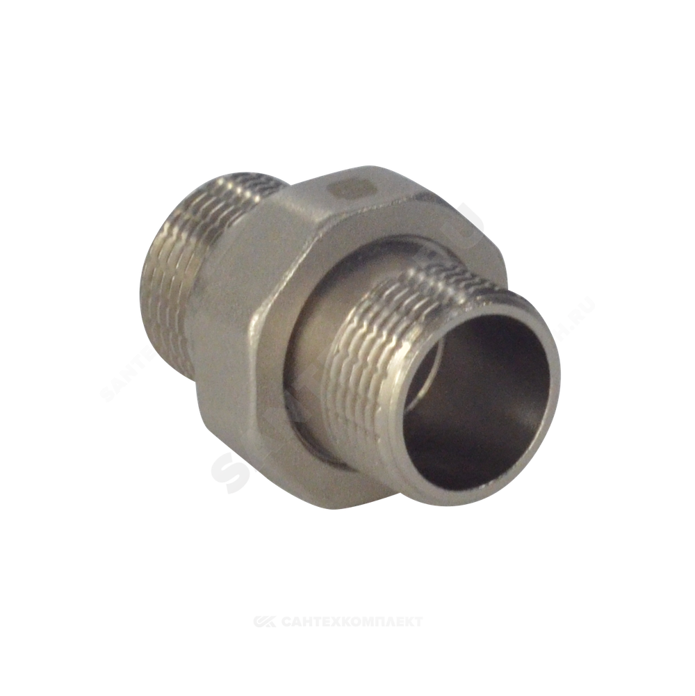 Соединитель латунь никель американка Ду 15 (1/2") прямой НР/НР SantechSystems