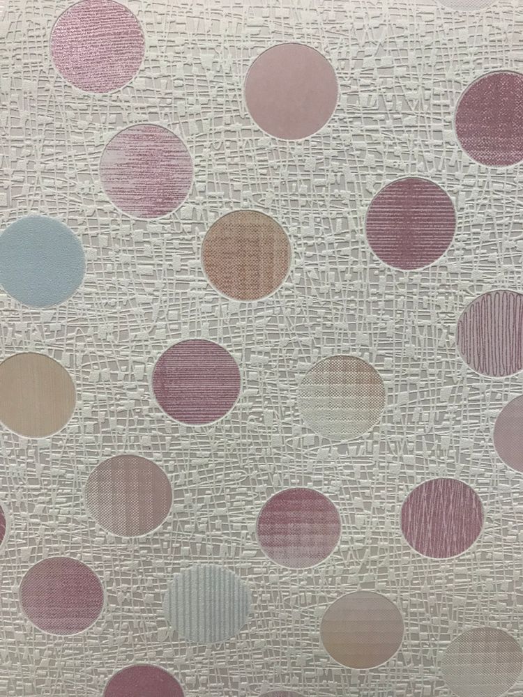 Обои ERISMANN-R винил вспененный на бумаге 0,53х10м. кружочки розовые