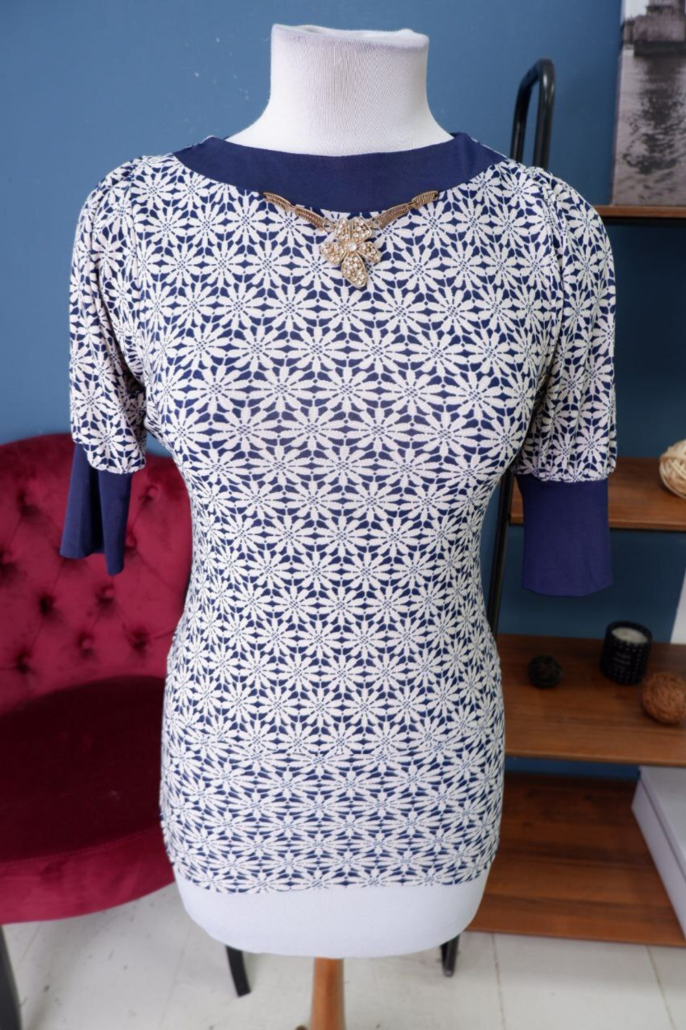 Блузка с принтом 36 размер