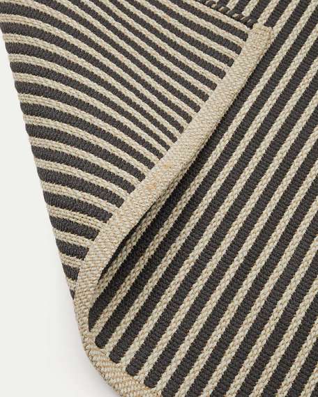 Ковер Satanca 230х160 см в бежевую и черную полоску из синтетики