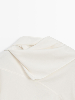 Massimo Dutti Блузка из смесового шелка со шнуровкой - Limited Edition, натуральный