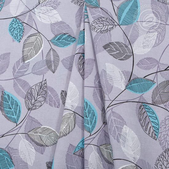 Евро комплект постельного белья Серебряные листья бязь Премиум наволочки 70x70 см