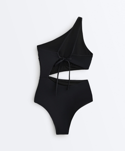 OYSHO Асимметричный купальник с завязками, черный