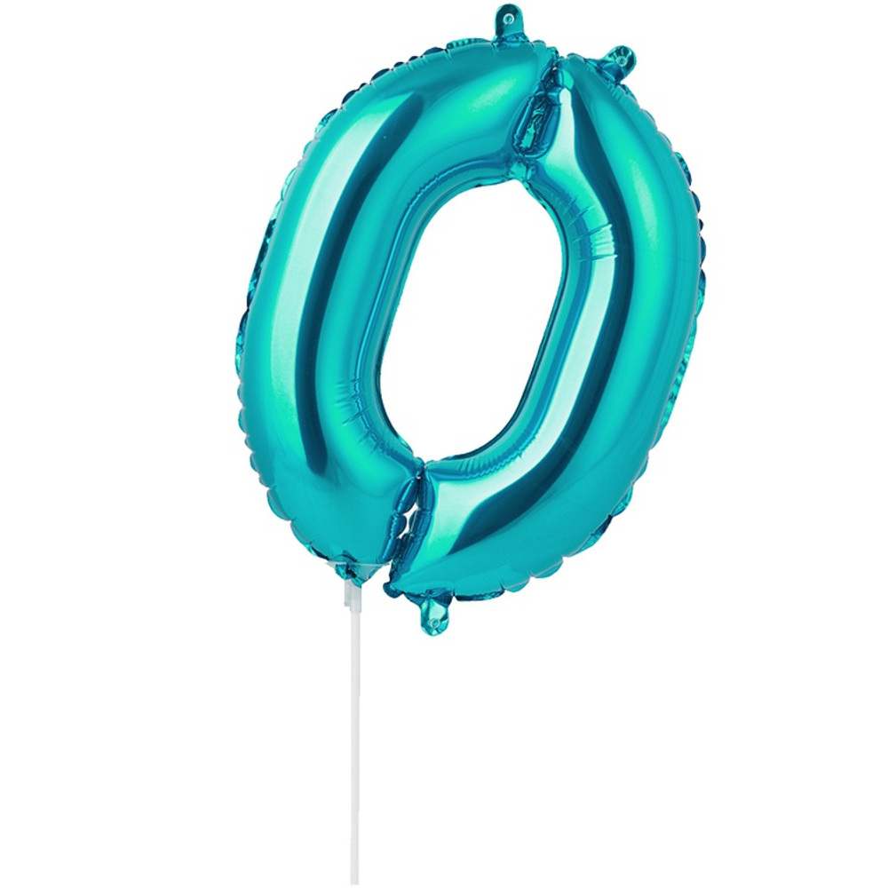 Шар фольгированный Цифра 0 40 см (Бирюзовый)