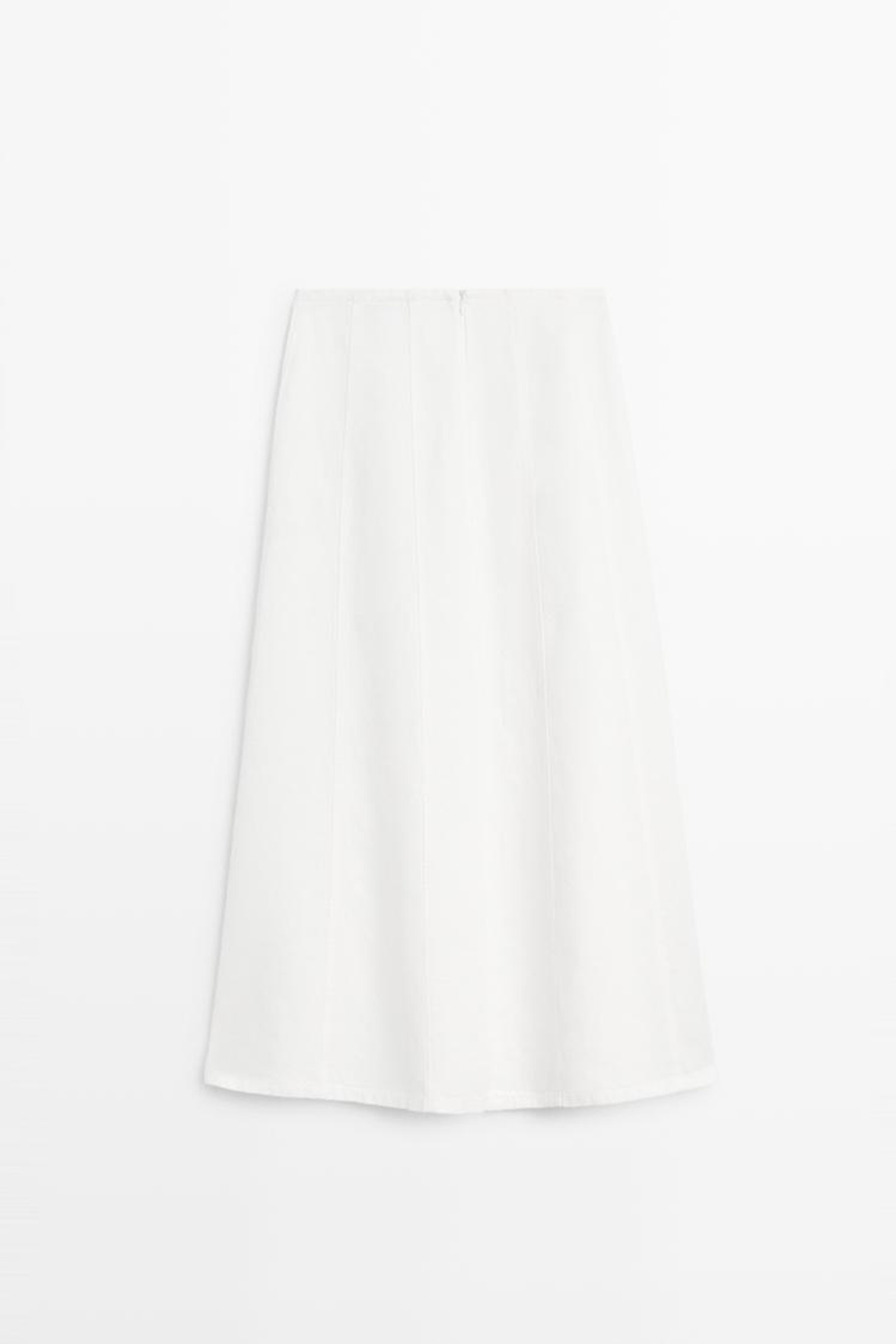 Massimo Dutti Миди-юбка из 100% льна с эффектом джинсовой ткани, экрю