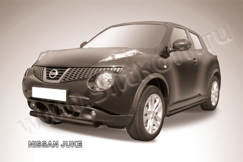 Защита переднего бампера (нержавейка) Nissan Juke (2010-2014) d57 короткая (черный)
