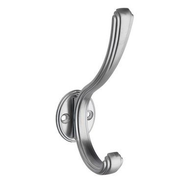 Крючок мебельный двухрожковый, матовый хром KR-0270-SC