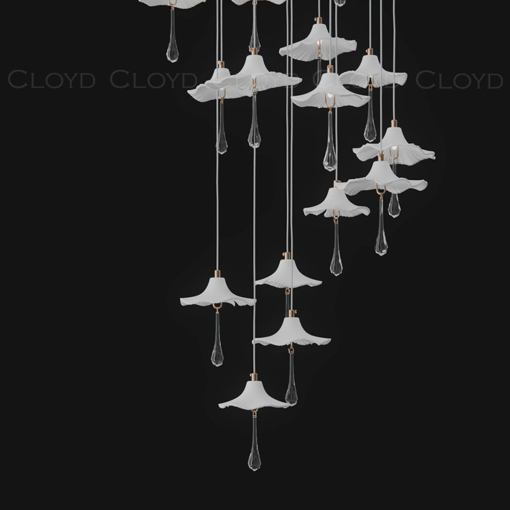 Люстра Cloyd SHANGRILA C33 / выс. 250 см - керамика - золото (арт.11335)