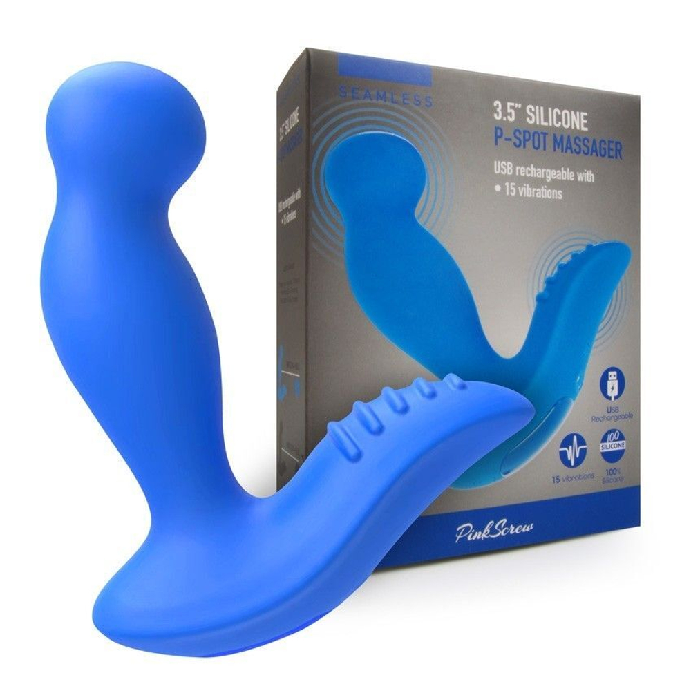 Синий вибромассажер простаты 3,5’’ P-spot Massager - 12,5 см. (Цвет: синий)