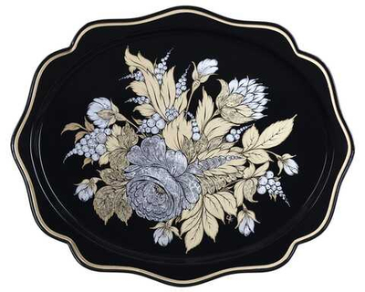 Жостовский поднос декоративный, размер 38х30 см (A15), металлический