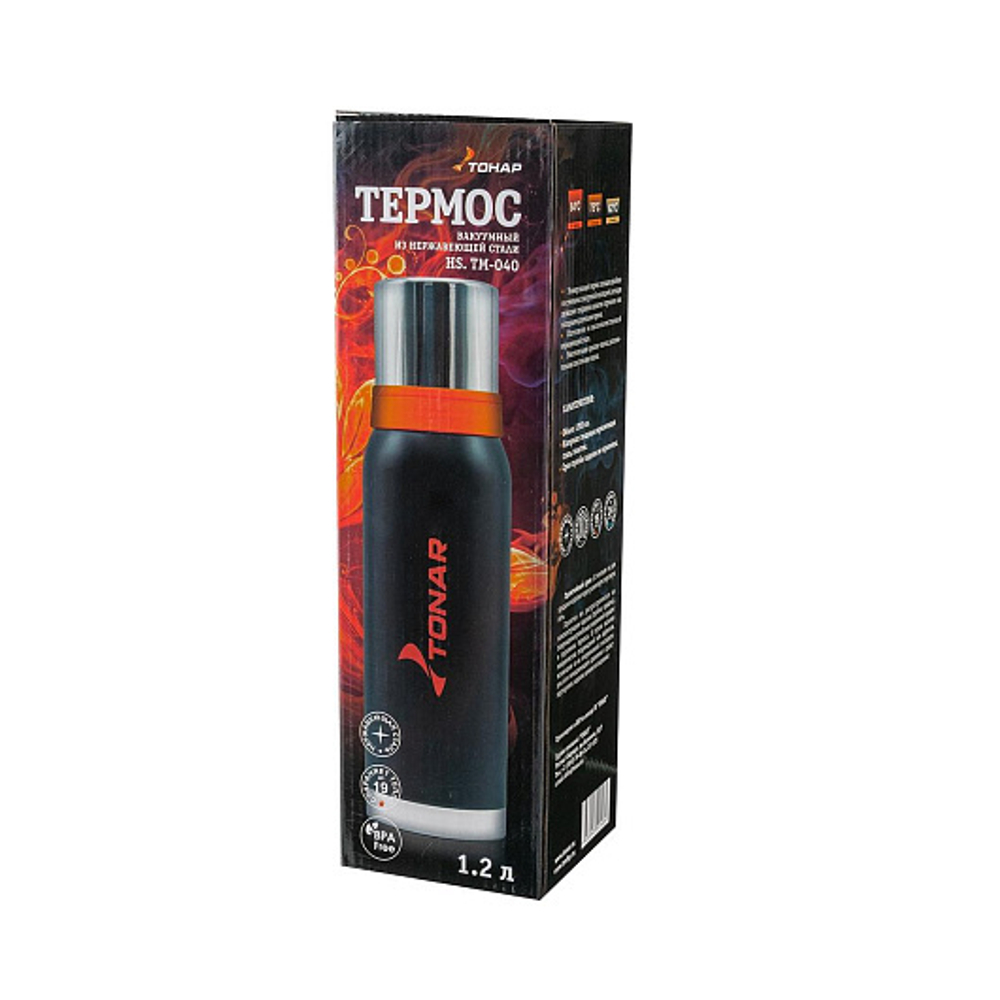 Термос (HS.TM-039) 1000ML черный (2 крышки-кружки) TONAR