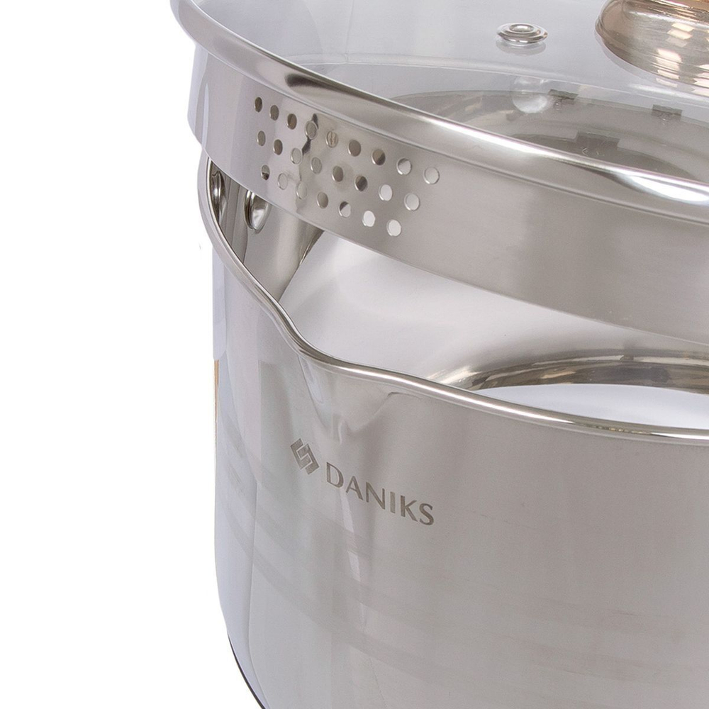 Кастрюля нерж, 6.5 л, с крыш, Daniks, Вена, SD-Т87-24, индукц