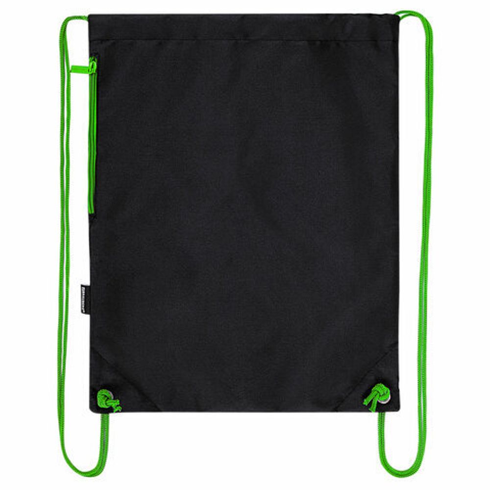 Мешок для обуви BRAUBERG плотный, карман на молнии, подкладка, 43х33 см, "Neon Green", 271625