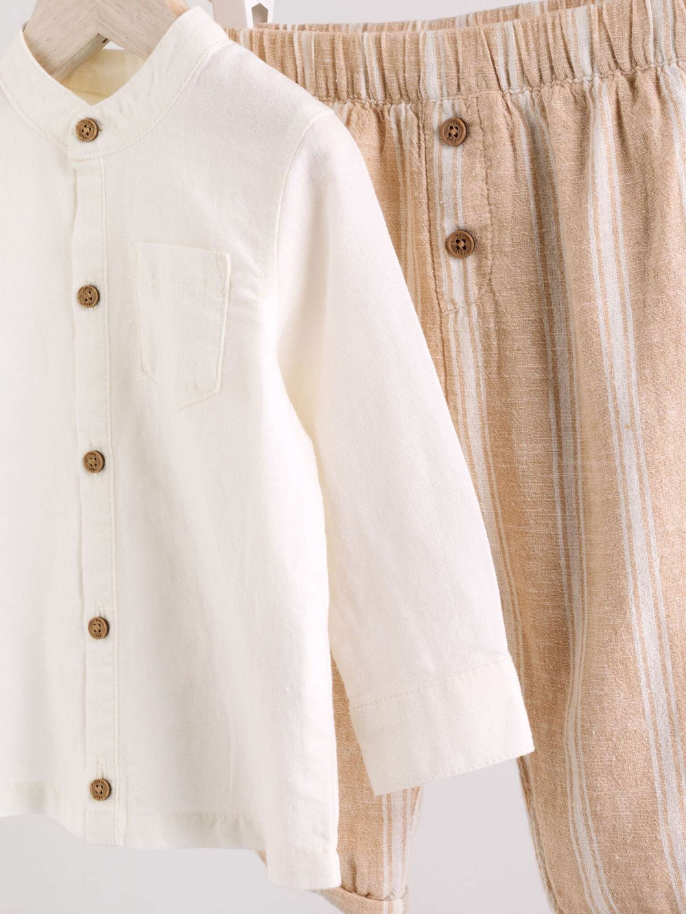 Рубашка и штаны в комплекте для малышей Next E60-100, Белый, Бежевый