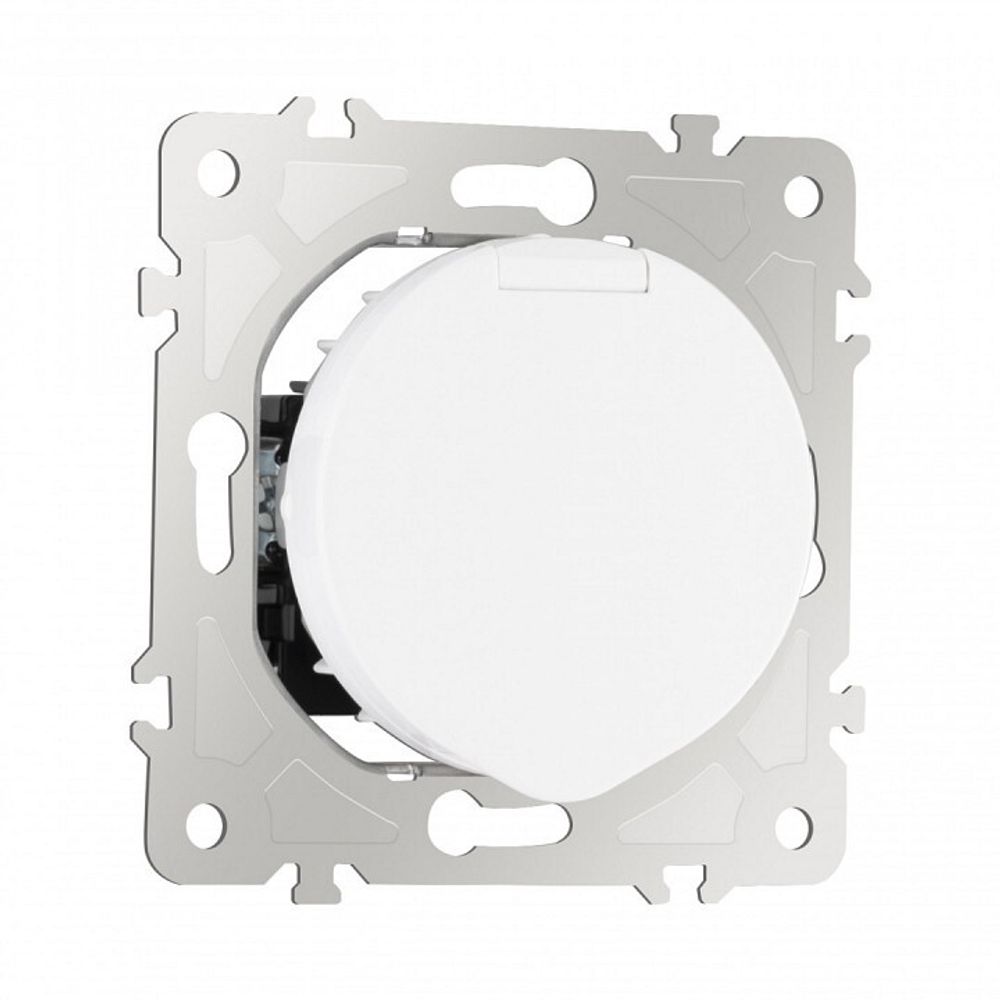 Розетка с заземлением и со шторкой, без рамки с крышкой Arte Milano am-202 202.41-1.white